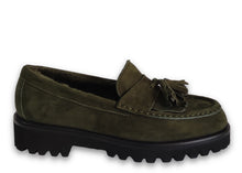 Load image into Gallery viewer, Moccassin Greta Olive&amp;Fur
